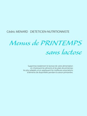 cover image of Menus de printemps sans lactose